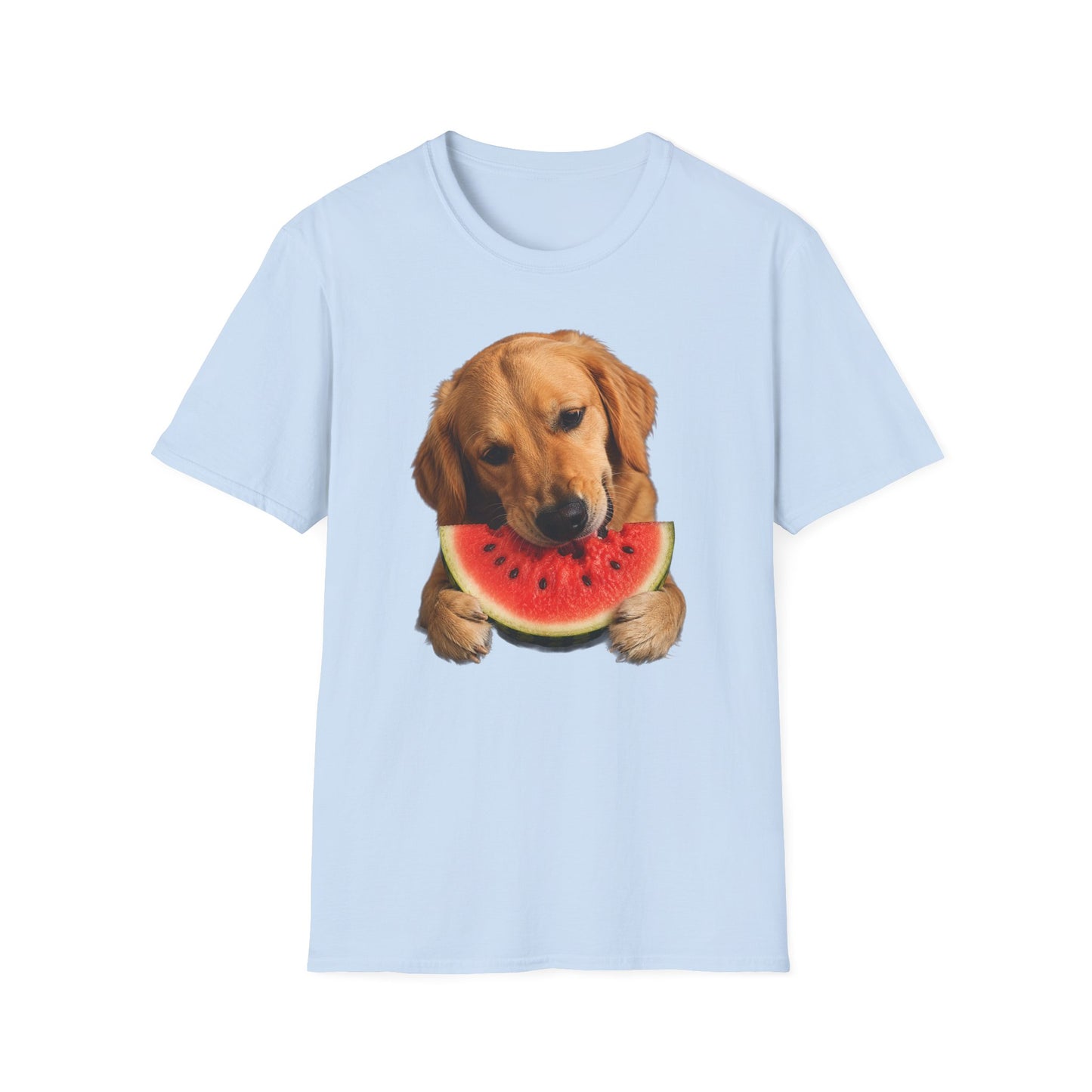 Dog Eating Watermelon T-Shirt — Cute Golden Retriever Summer Tee
