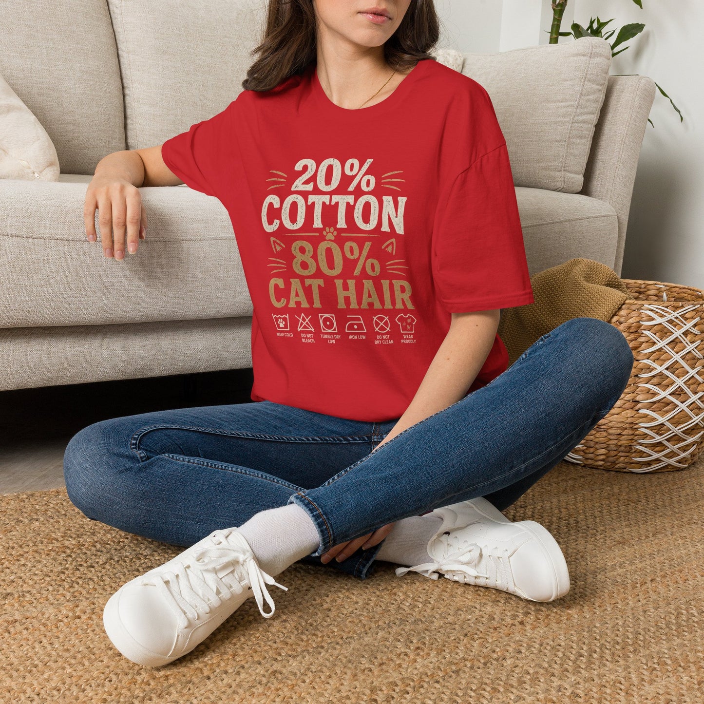 20% Cotton 80% Cat Hair T-Shirt — Funny Cat Lover Tee