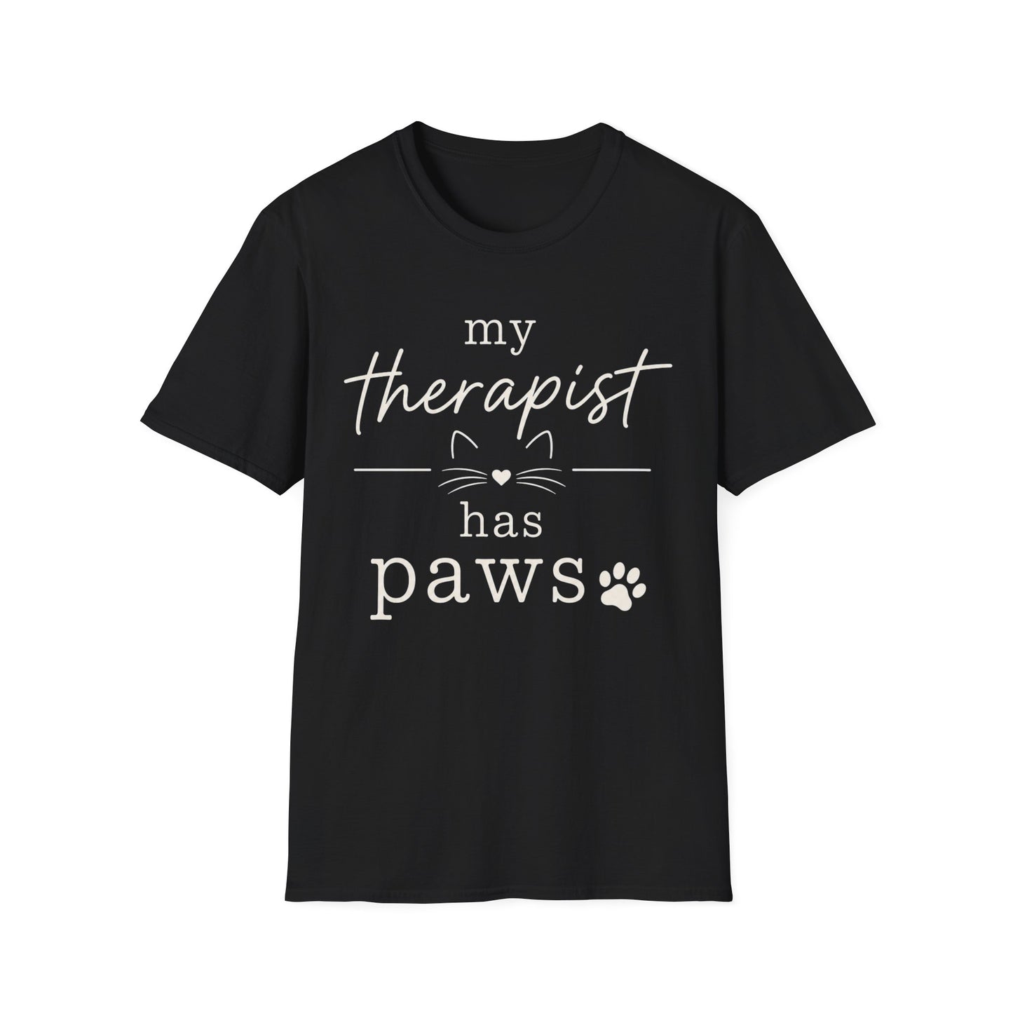 My Therapist Has Paws T-Shirt — Cute Cat Lover Tee