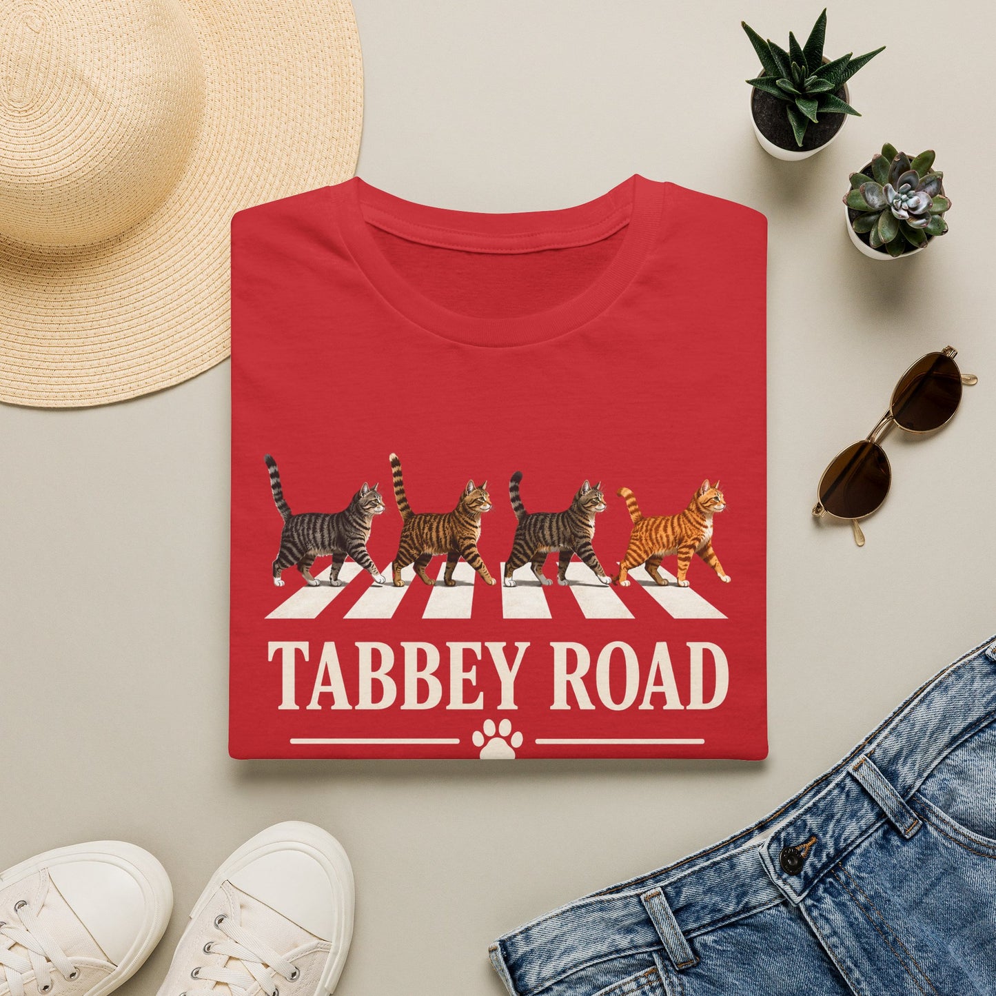 Tabbey Road T-Shirt — Cats Crossing Beatles Parody Tee