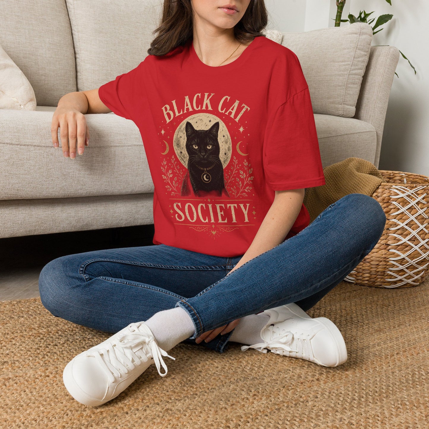 Black Cat Society T-Shirt — Vintage Moon & Mystic Cat Graphic Tee