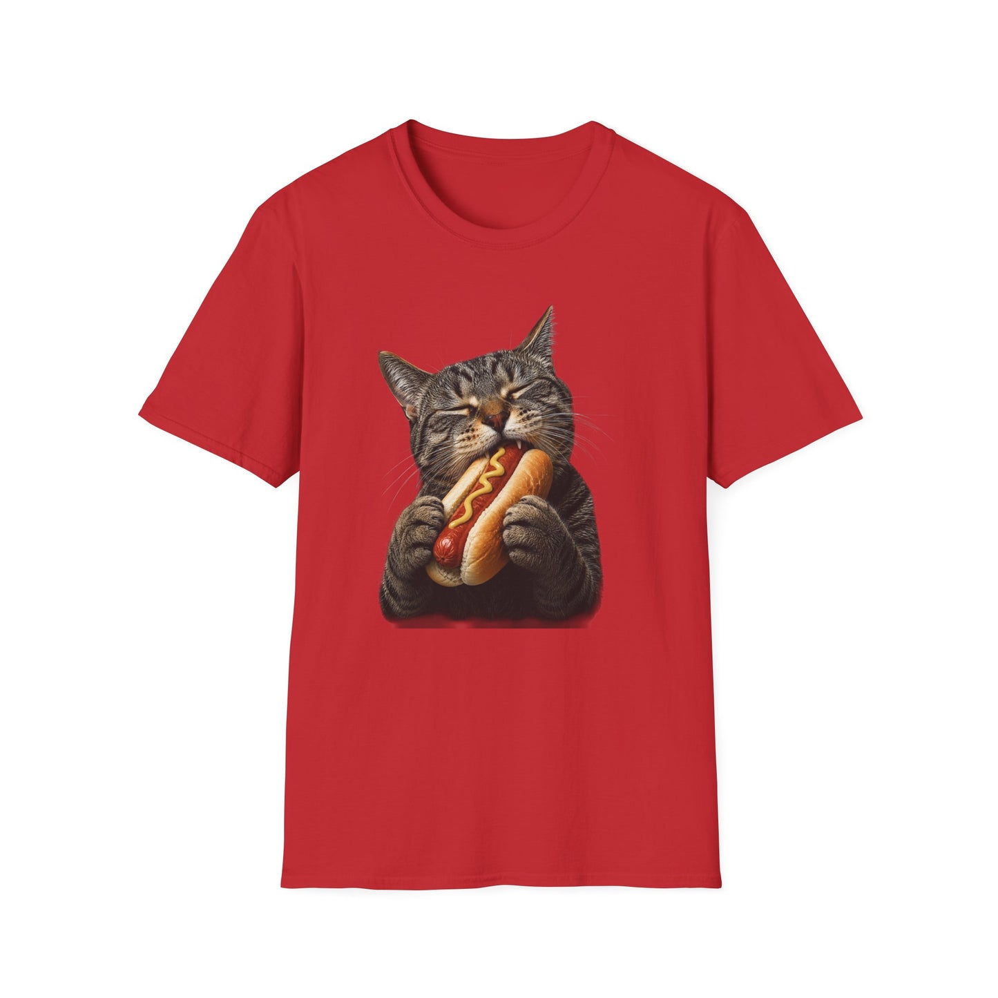 Cat Eating Hot Dog T-Shirt — Funny Cute Cat Graphic Tee