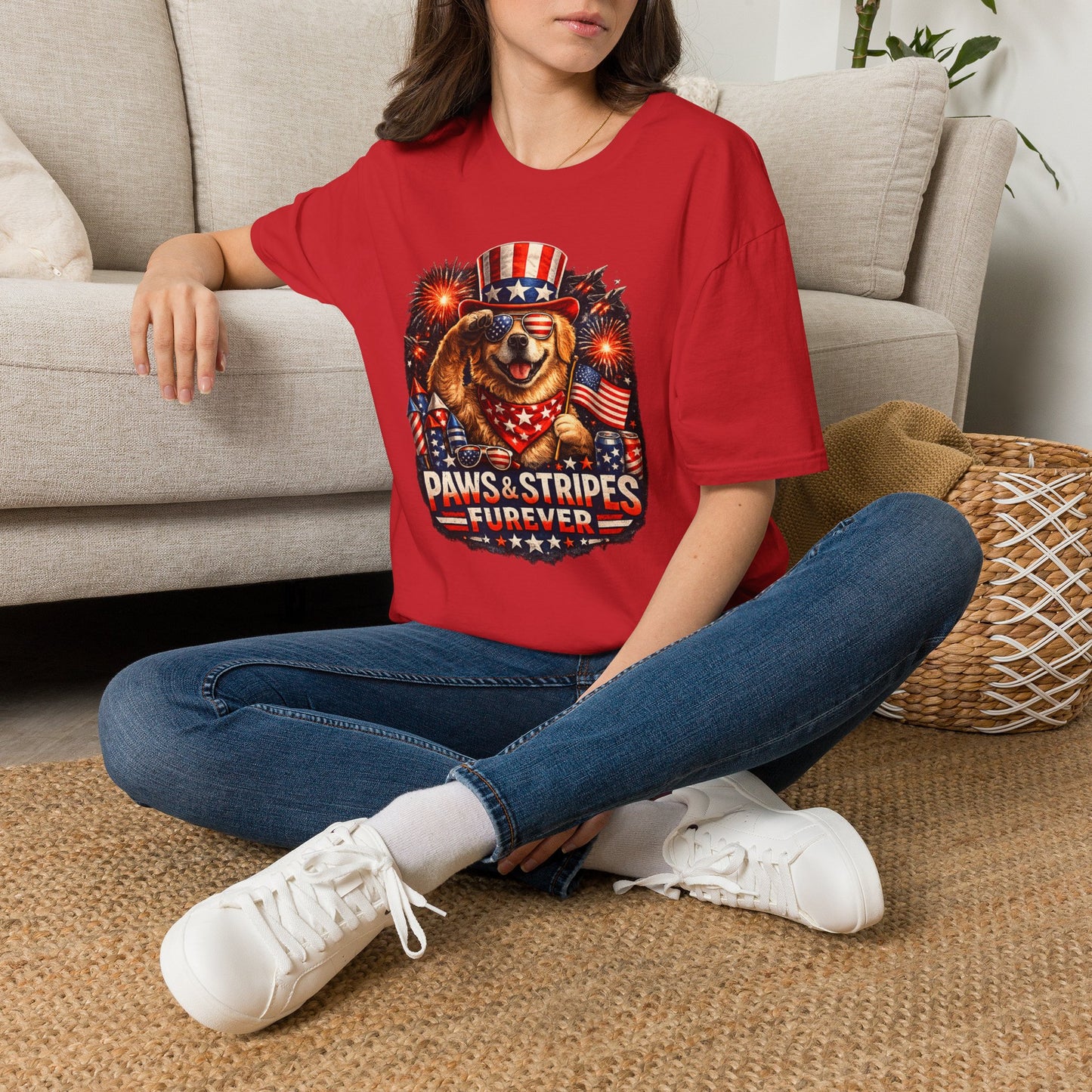 Patriotic Dog T-Shirt — "Paws & Stripes Forever" 4th of July Tee