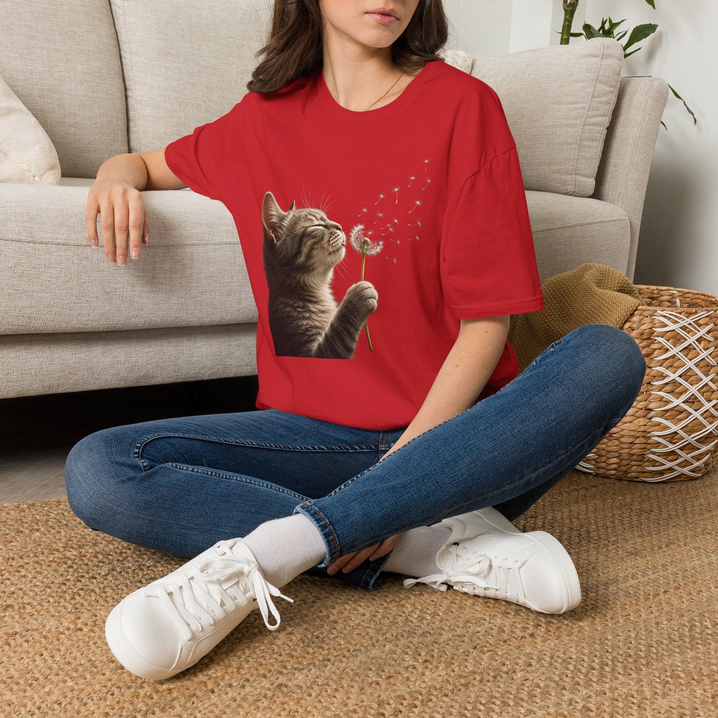 Cat Dandelion T-Shirt — Cute Kitten Blowing Dandelion Graphic Tee