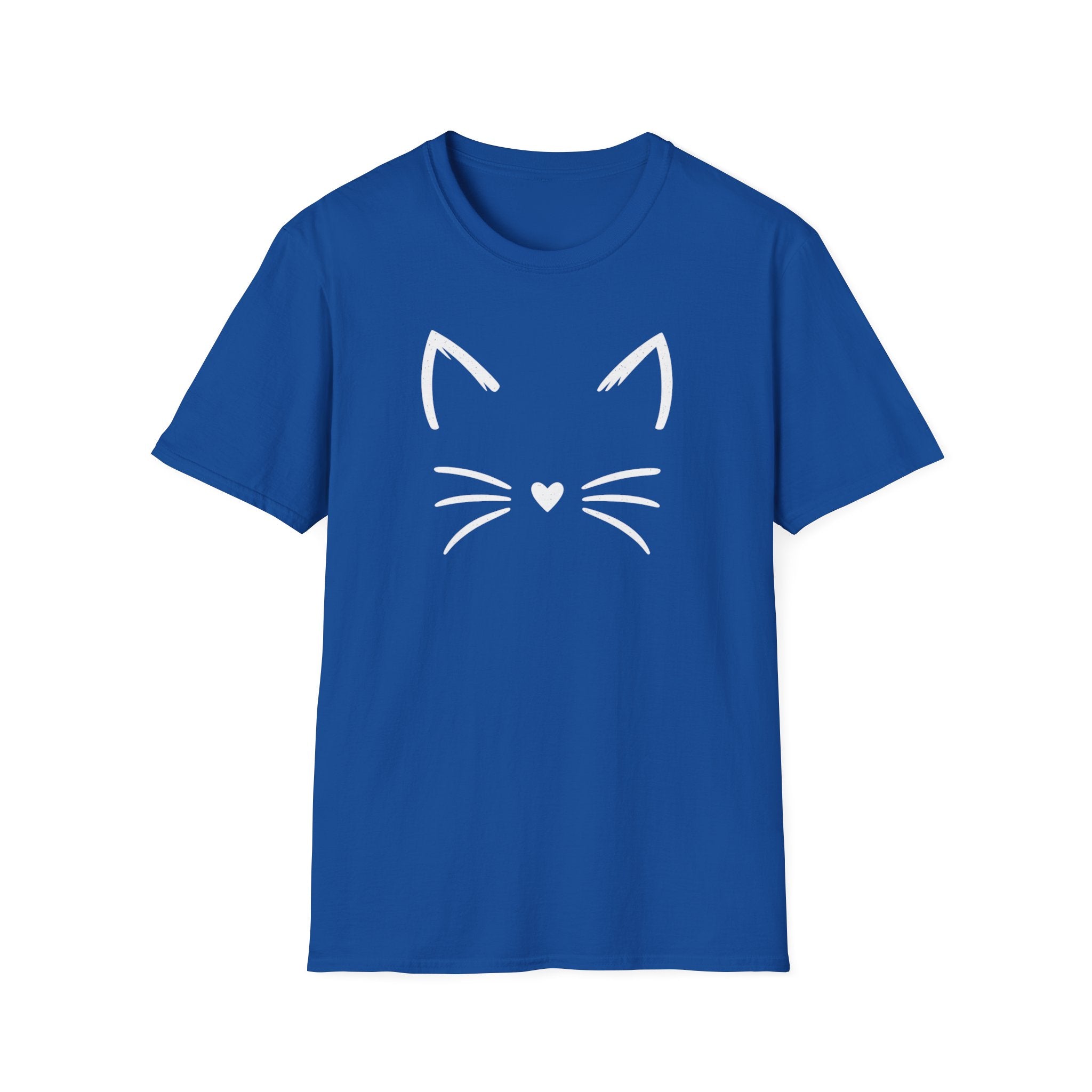 Cat Face Heart Nose T-Shirt — Cute Minimal Graphic Tee for Cat Lovers