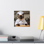 Chef Cat Poster — Cute Siamese Cat in Chef Outfit Matte Vertical Wall Art