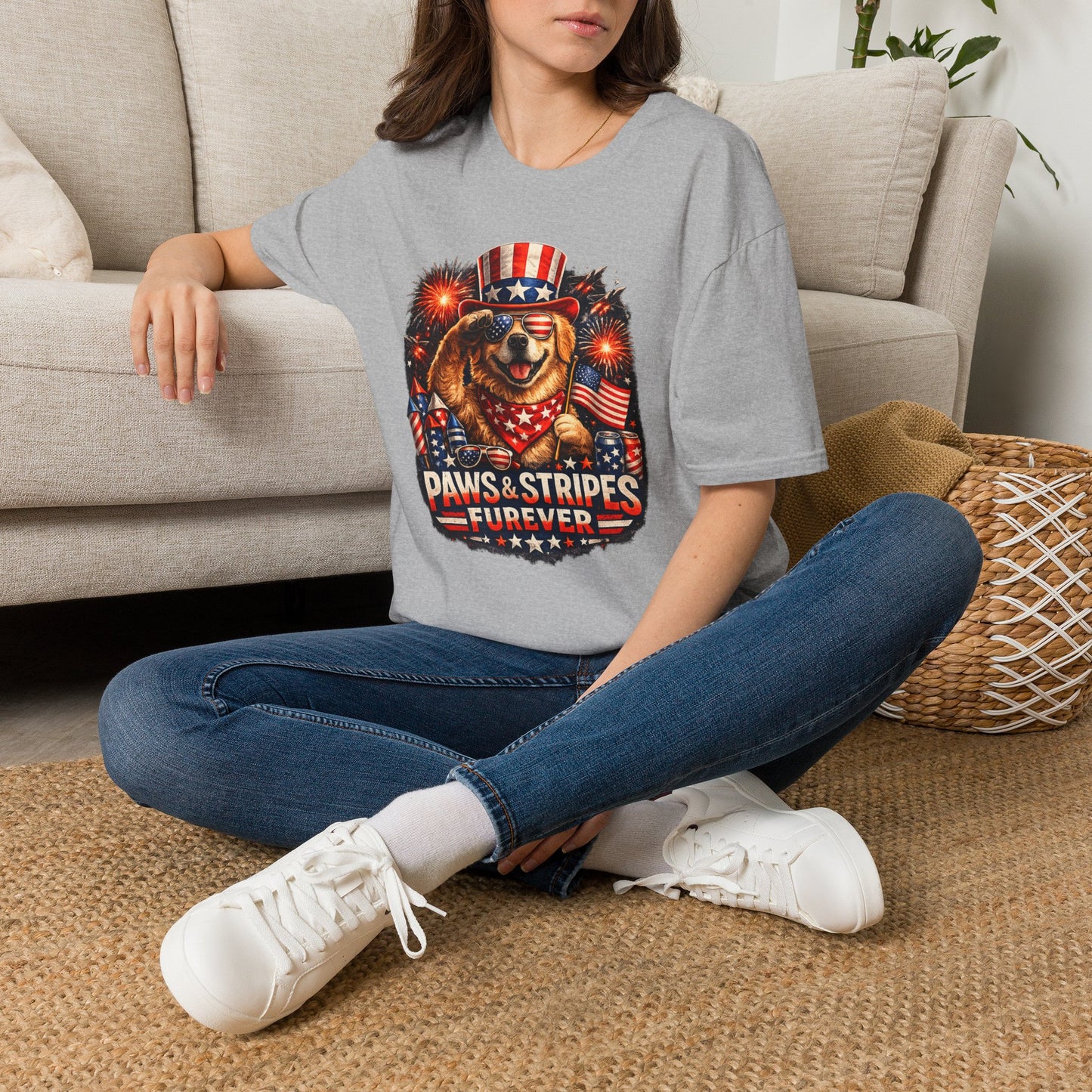 Patriotic Dog T-Shirt — "Paws & Stripes Forever" 4th of July Tee
