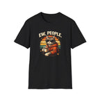 Cat Coffee Vintage T-Shirt — "Ew, People" Retro Cat with Mug Graphic