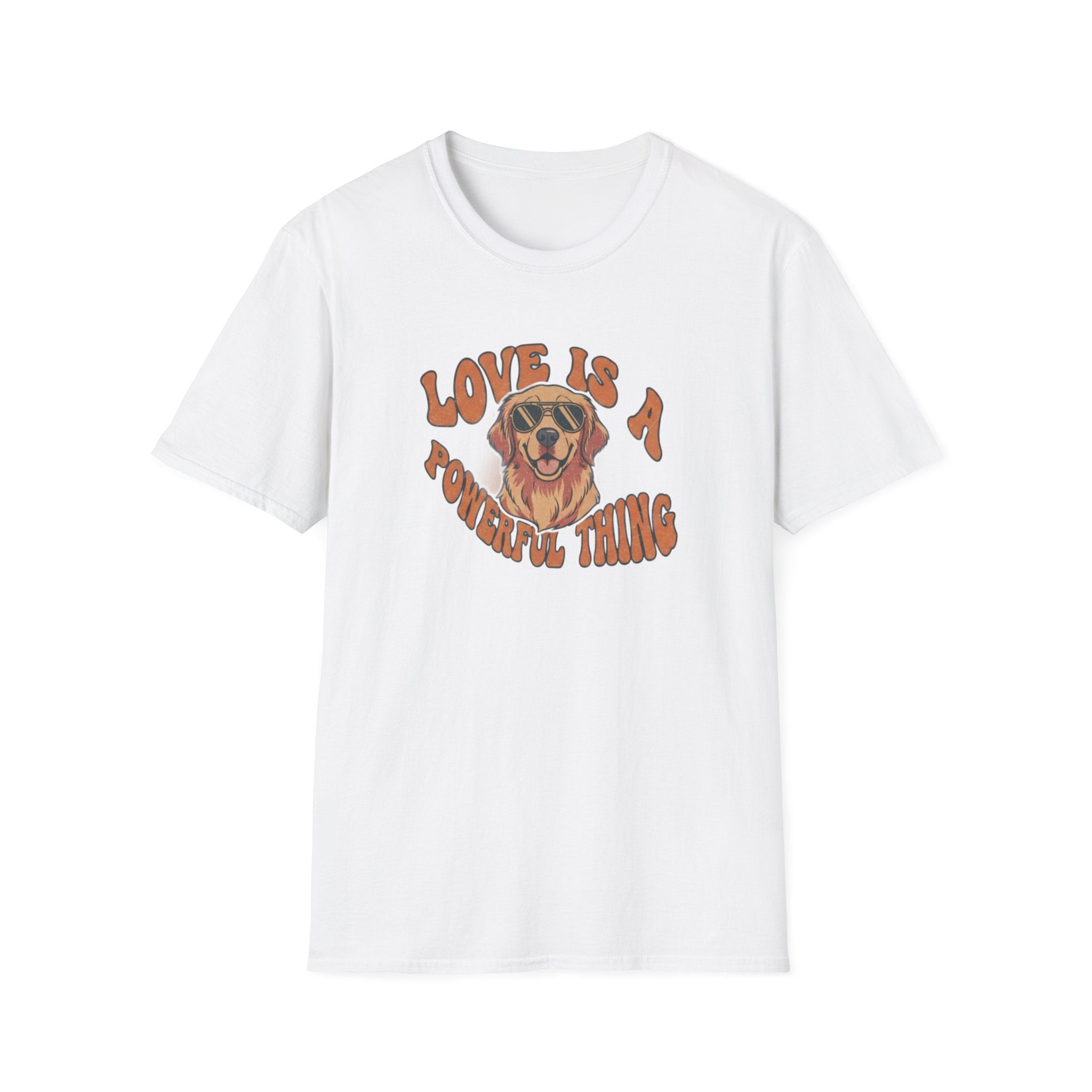 T-Shirt — "Love Is a Powerful Thing" Golden Retriever Graphic Tee