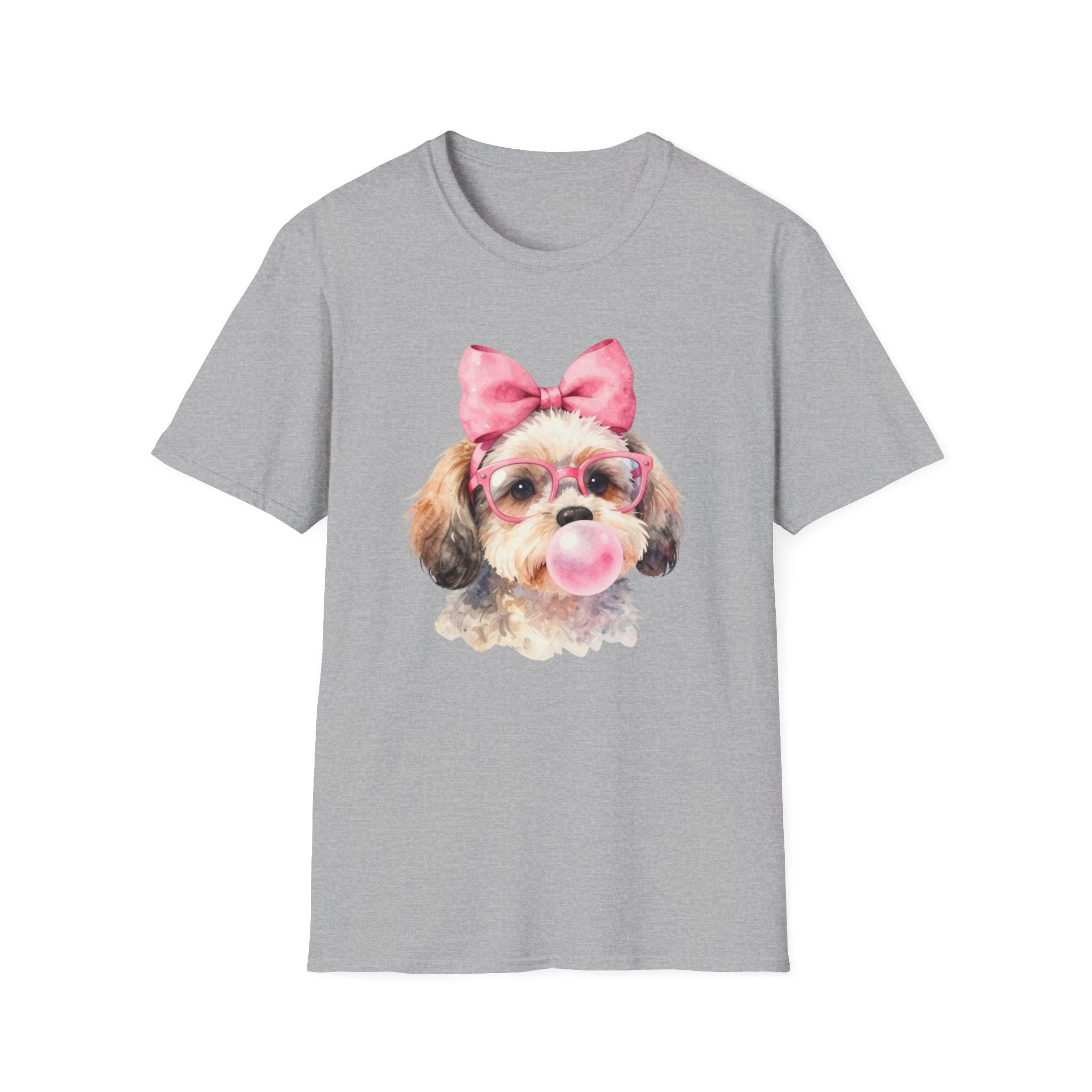 Shih Tzu Bubblegum Bow T-Shirt — Cute Puppy Tee for Dog Lovers