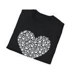 Paw Heart T-Shirt — White Doodle Paw Heart Graphic Tee