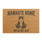 Namaste Home Doormat — "Namaste Home With My Cat" Cat Yoga Welcome Mat