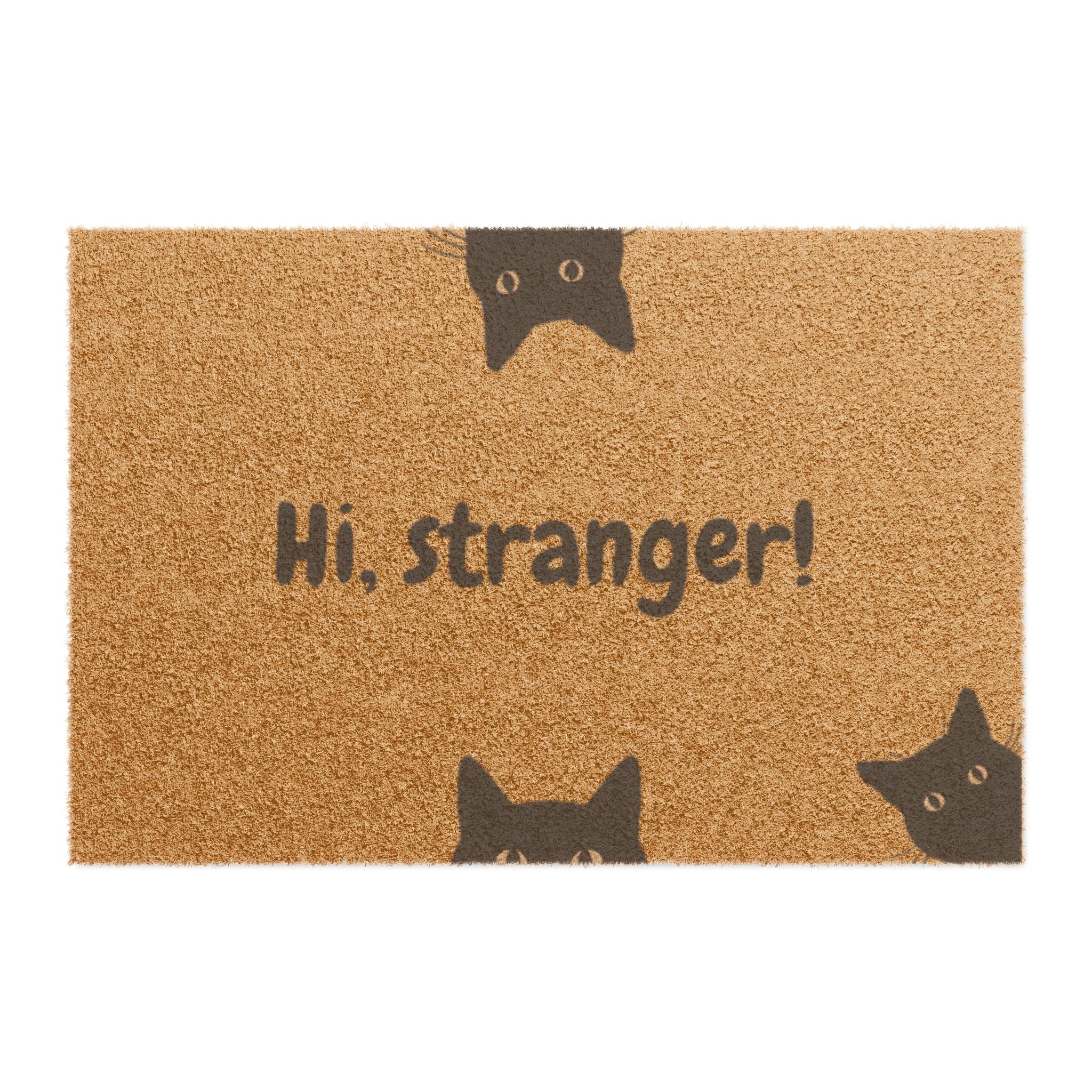 Hi, Stranger! Cat Doormat — Funny Welcome Coir Mat for Cat Lovers