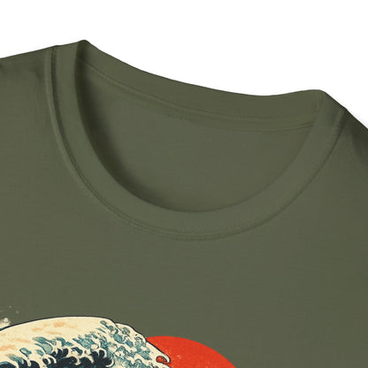 Surfing Cat T-Shirt — Retro Wave Japanese-Style Sunset Graphic Tee