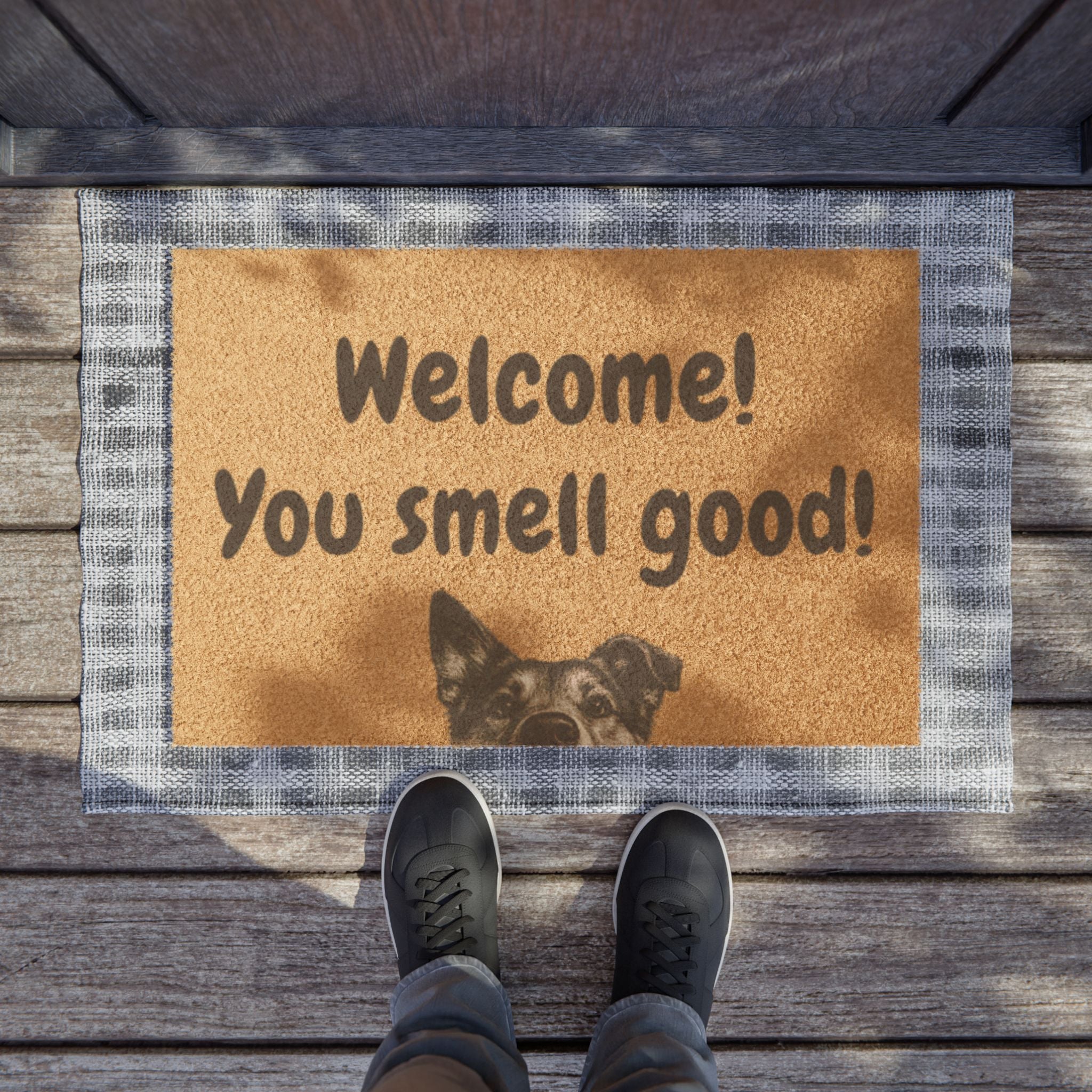 Doormat — "Welcome! You Smell Good!" Funny Dog Welcome Coir Mat