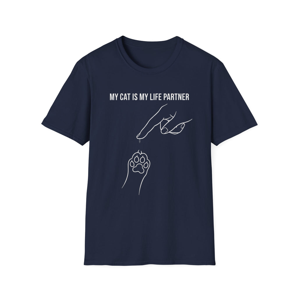 Cat Paw Partner T‑Shirt — "My Cat Is My Life Partner" Cute Cat Lover Tee