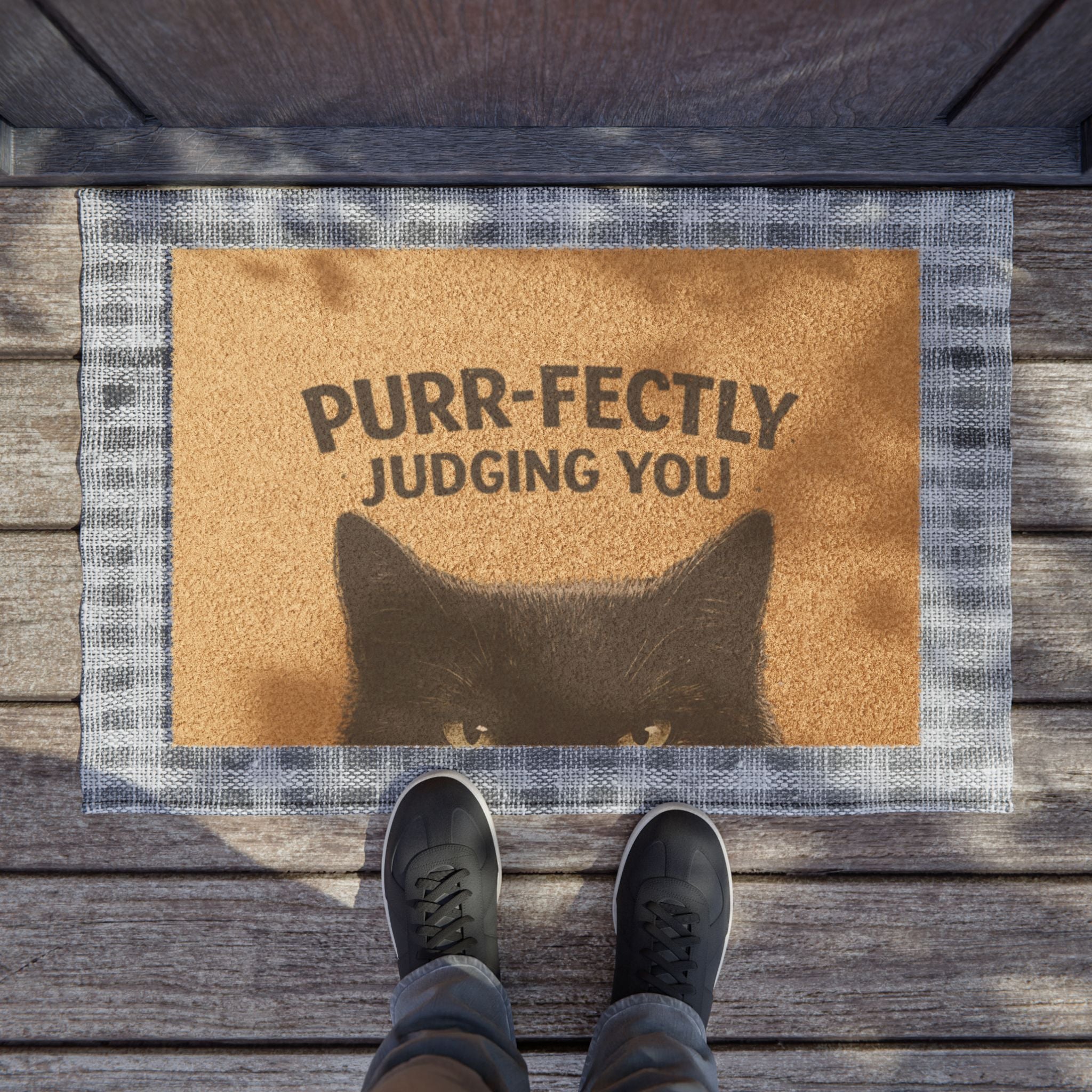 Purr-fectly Judging You Doormat — Funny Cat Welcome Mat