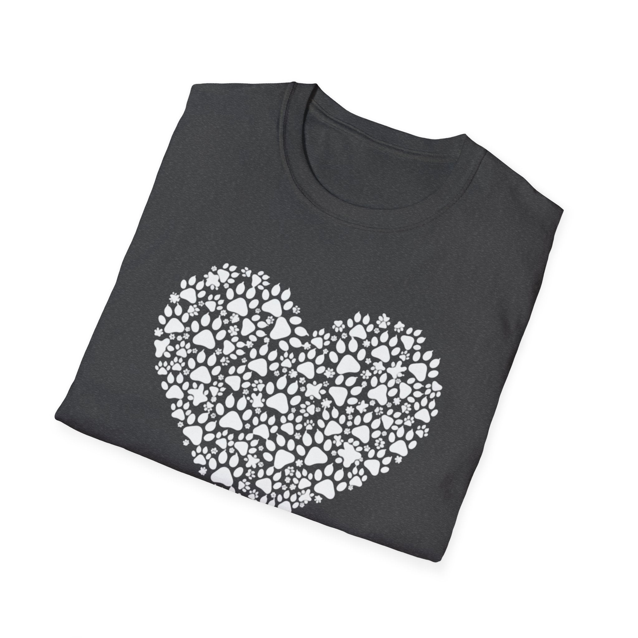 Paw Heart T-Shirt — White Doodle Paw Heart Graphic Tee