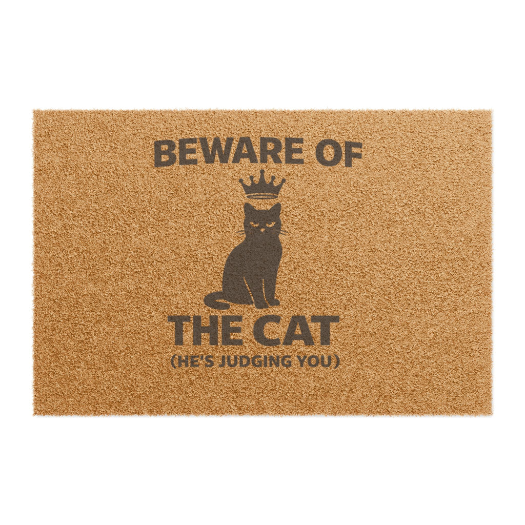 Beware of the Cat Doormat — Funny Welcome Mat with Crowned Cat (She’s Judging You)
