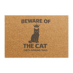 Beware of the Cat Doormat — Funny Welcome Mat with Crowned Cat (She’s Judging You)