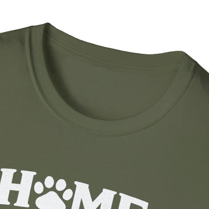 T‑Shirt — "Home Is Where the Paw Prints Lead To" Pet Lover Graphic Tee