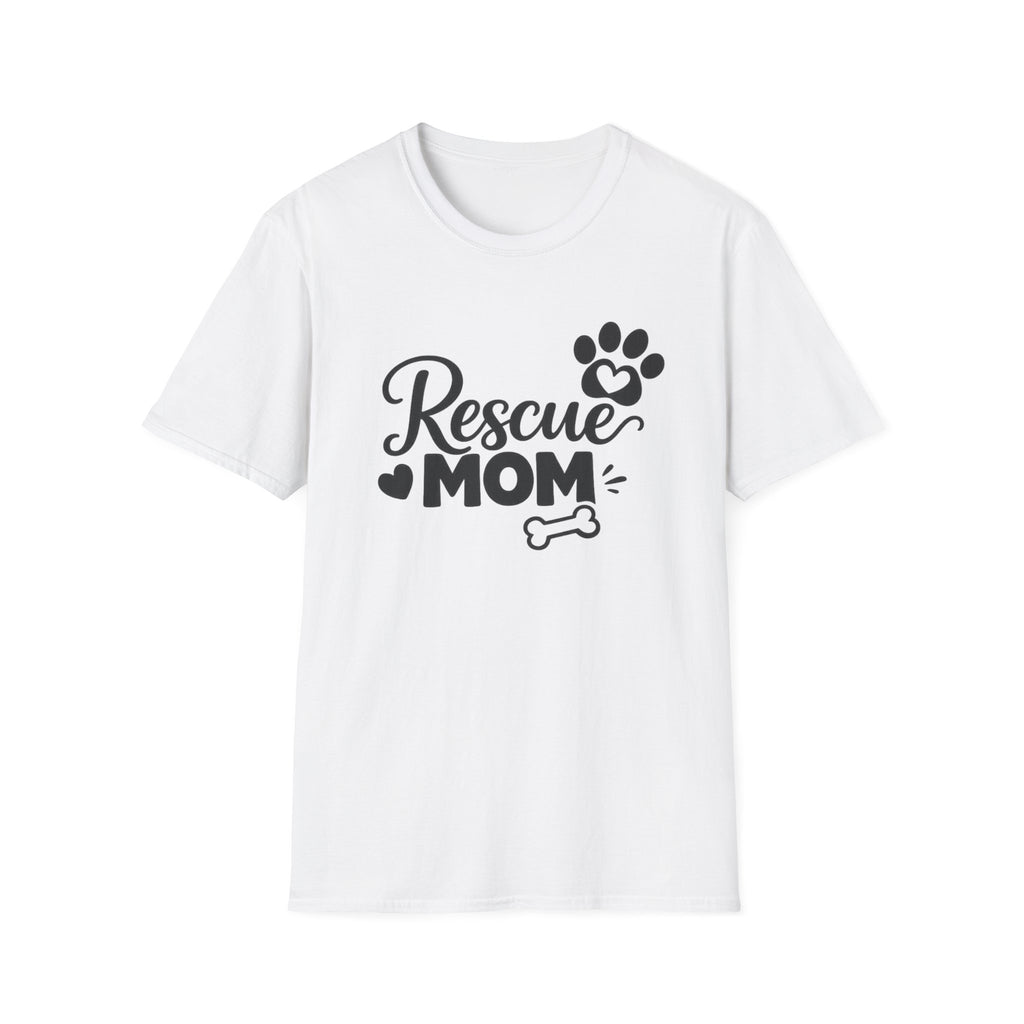 Rescue Mom T-Shirt — Cute Paw Print Dog Rescue Tee for Pet Moms