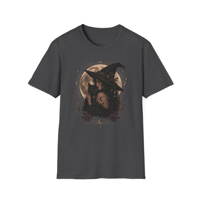 Witch Cat Moon T-Shirt – Gothic Witchcraft Graphic Tee