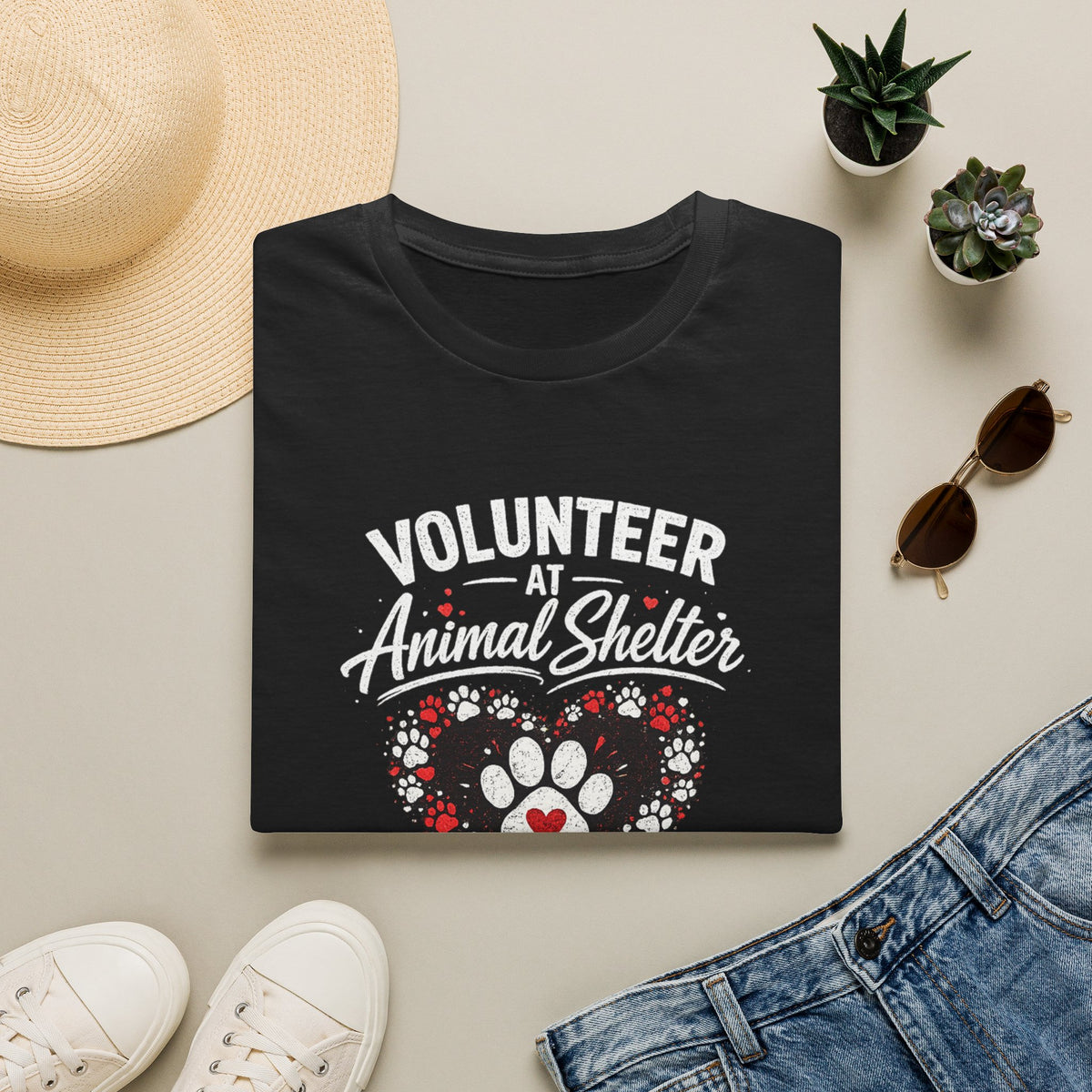 Volunteer at Animal Shelter T-Shirt — Paw Heart Rescue Volunteer Tee