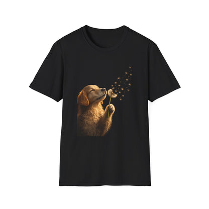 Puppy & Dandelion T-Shirt — Cute Dog Blowing Dandelion Graphic Tee