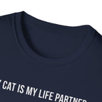 Cat Paw Partner T‑Shirt — "My Cat Is My Life Partner" Cute Cat Lover Tee