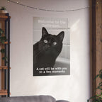Funny Black Cat Bathroom Poster — "Welcome to the bathroom... A cat will be with you in a few moments" Matte Vertical Print