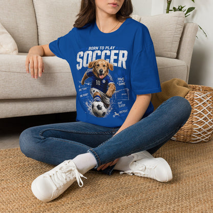 Born to Play Soccer T-Shirt — Golden Retriever Soccer Dog Design
