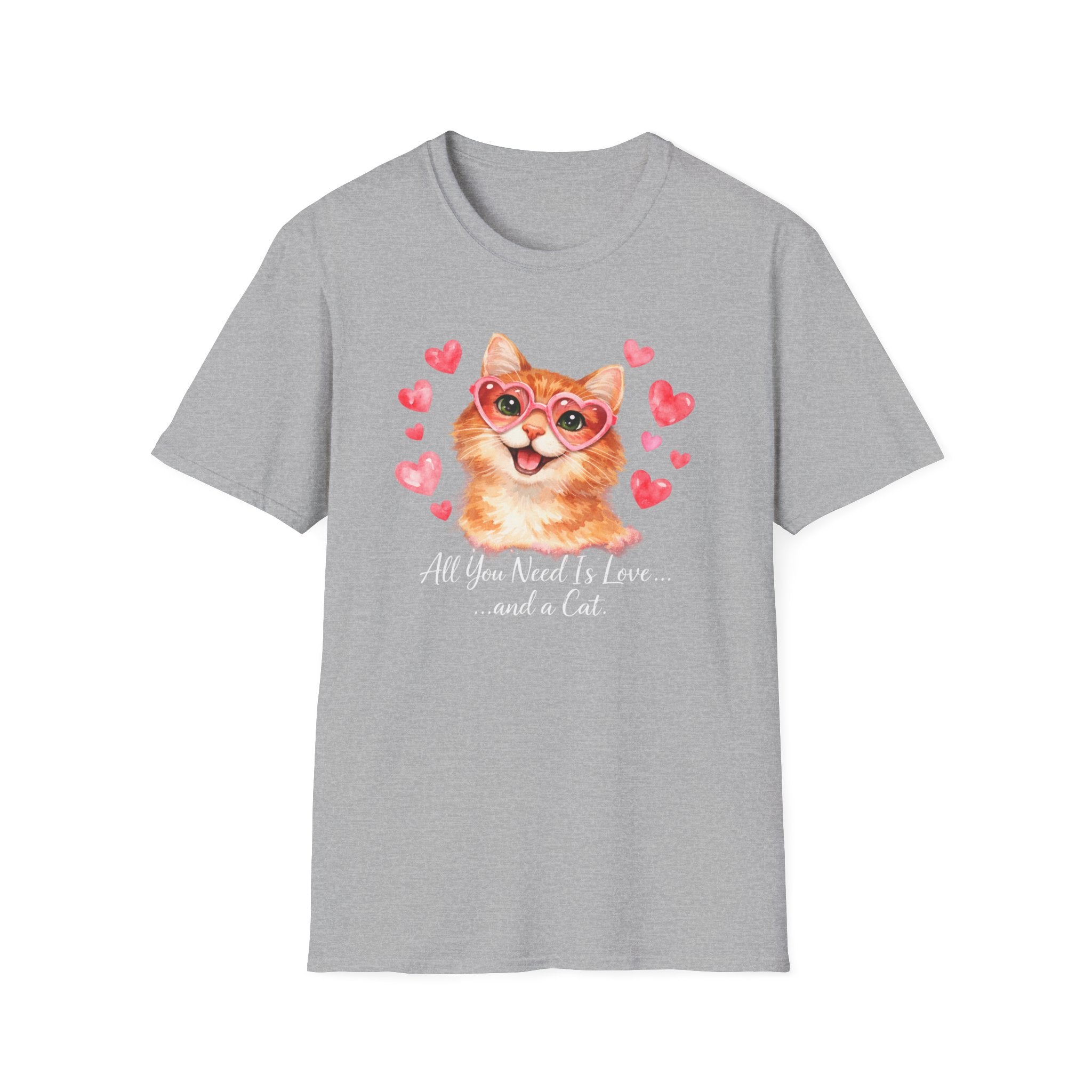 All You Need Is Love... and a Cat T-Shirt — Cute Heart Sunglasses Kitty Tee