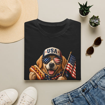 4th of July Dog T-Shirt — "Hot Dogs & Good Vibes" USA Flag Tee