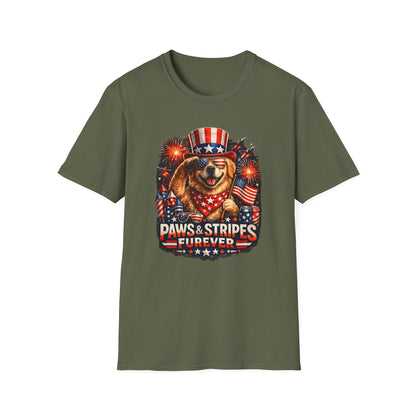 Patriotic Dog T-Shirt — "Paws & Stripes Forever" 4th of July Tee