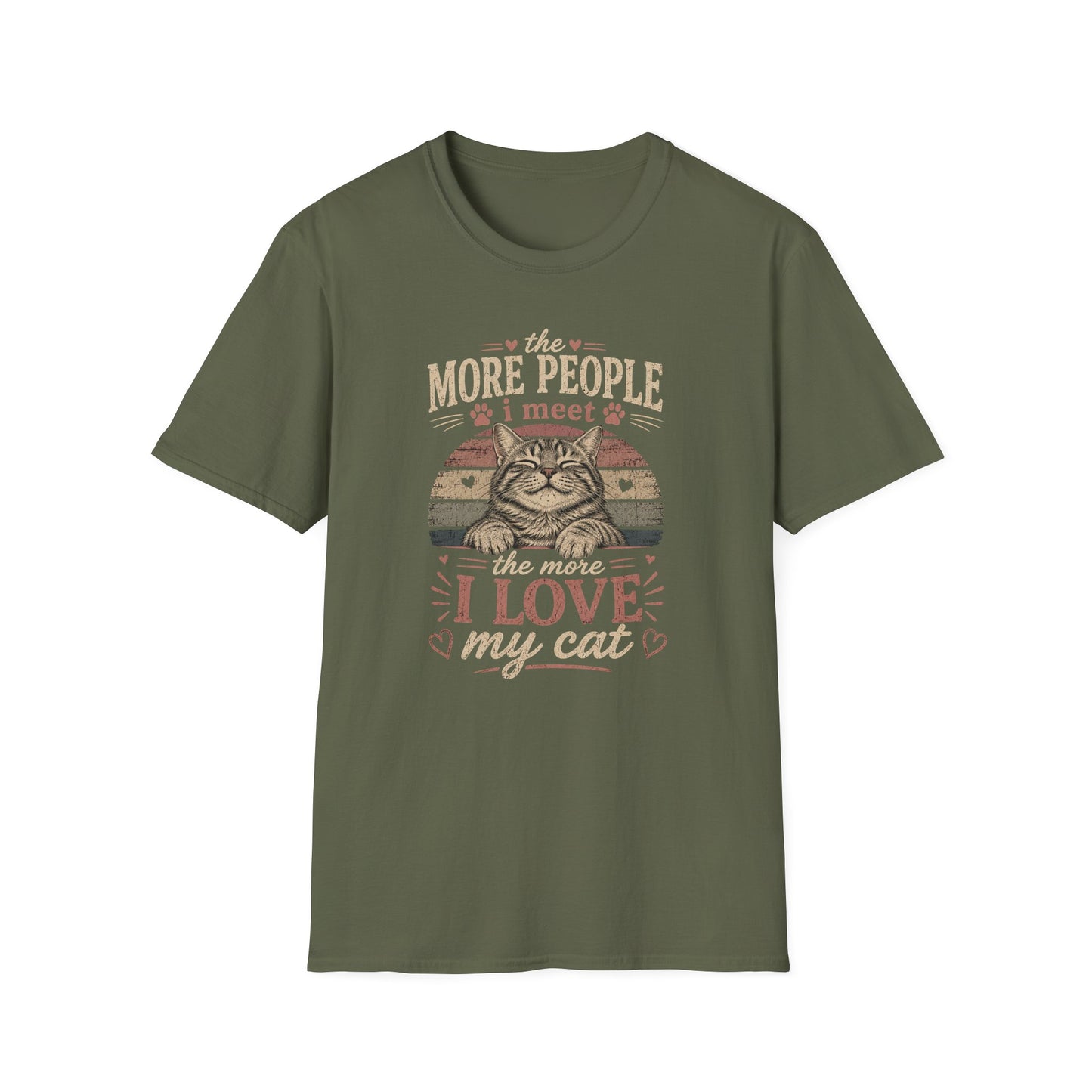 Cat Lover T‑Shirt — “The More People I Meet the More I Love My Cat” Retro Graphic