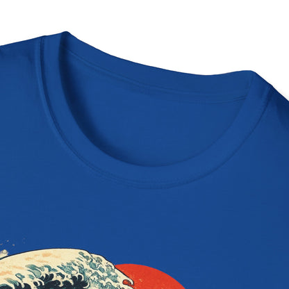 Surfing Cat T-Shirt — Retro Wave Japanese-Style Sunset Graphic Tee