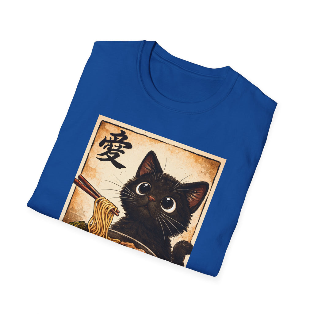 Cat Ramen T-Shirt — Cute Black Cat Eating Ramen Vintage Japanese Love Character