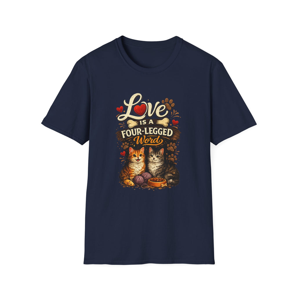 Cat Lover T-Shirt — "Love Is a Four-Legged Word" Graphic Tee