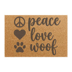 Peace Love Woof Doormat – Dog Lover Welcome Mat