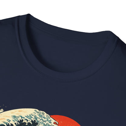 Surfing Cat T-Shirt — Retro Wave Japanese-Style Sunset Graphic Tee