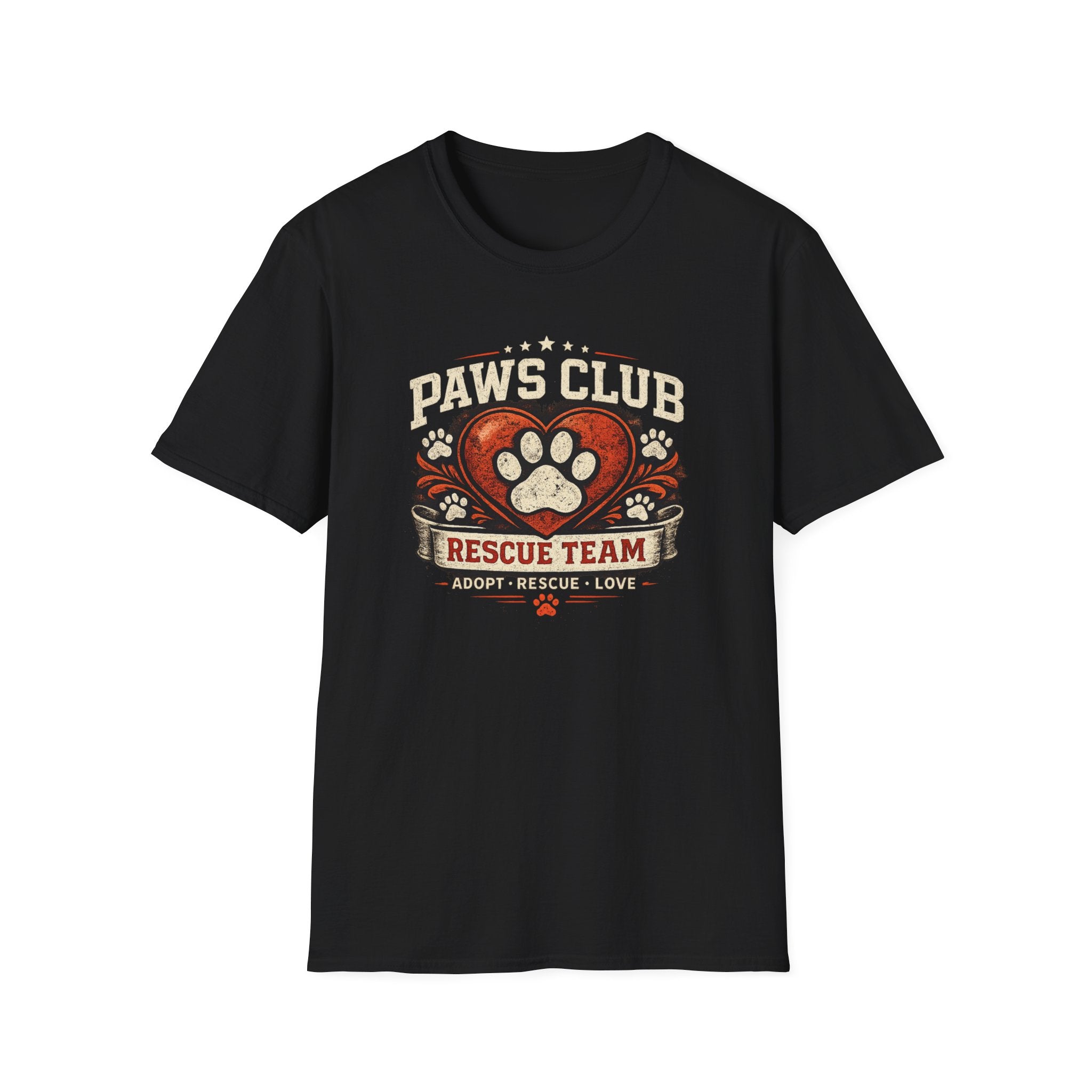 Paws Club Rescue Team T-Shirt – Adopt, Rescue, Love Dog & Cat Rescue Tee