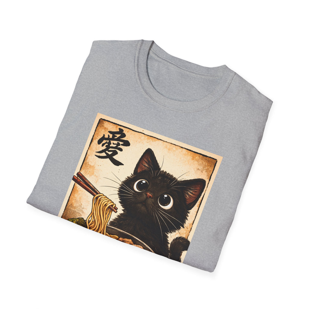 Cat Ramen T-Shirt — Cute Black Cat Eating Ramen Vintage Japanese Love Character