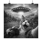Cat Selfie with UFO Poster