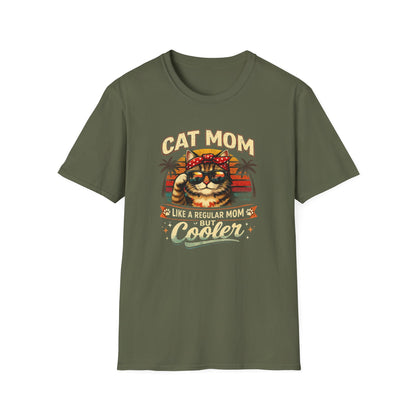 Cat Mom T-Shirt — "Cat Mom Like A Regular Mom But Cooler" Retro Graphic Tee