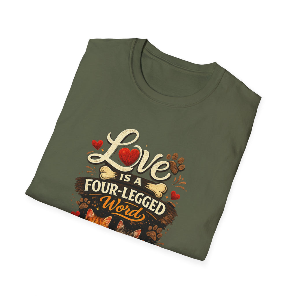 Cat Lover T-Shirt — "Love Is a Four-Legged Word" Graphic Tee