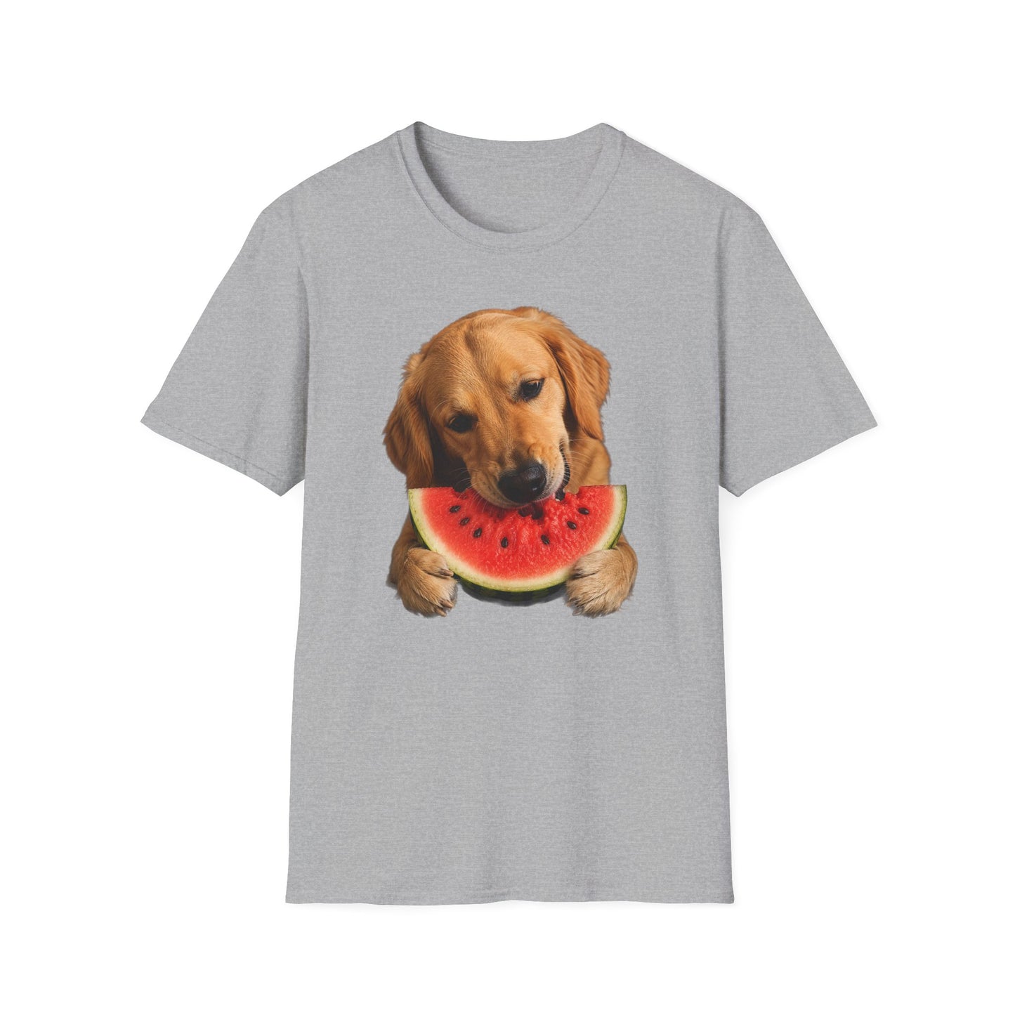 Dog Eating Watermelon T-Shirt — Cute Golden Retriever Summer Tee