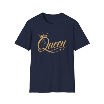 Queen cat lover T‑Shirt — Gold Crown Feminine Graphic Tee