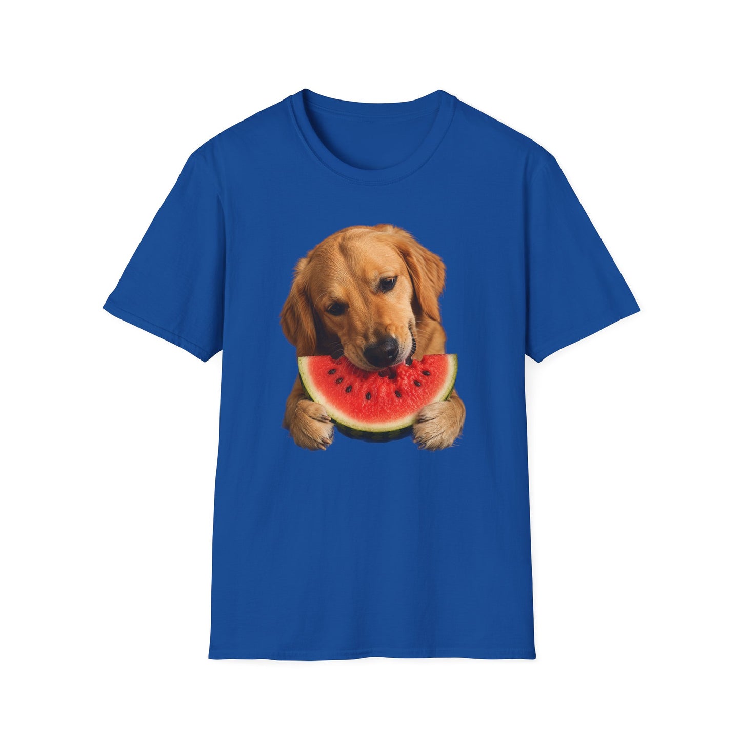 Dog Eating Watermelon T-Shirt — Cute Golden Retriever Summer Tee