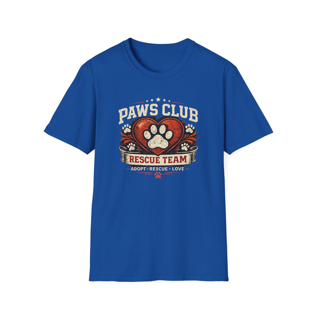 Paws Club Rescue Team T-Shirt – Adopt, Rescue, Love Dog & Cat Rescue Tee